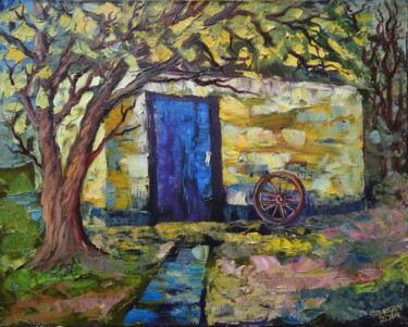 Peinture intitulée "Country courtyard." par Serge Syrok, Œuvre d'art originale, Huile Monté sur Châssis en bois