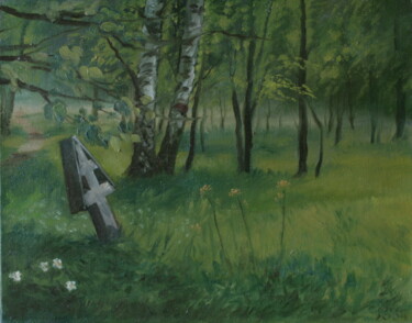 Pintura intitulada "Churchyard." por Serge Syrok, Obras de arte originais, Óleo