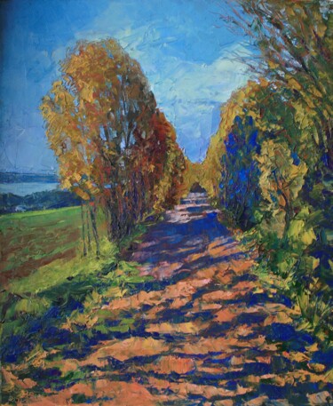 Pintura intitulada "Alley in the shade." por Serge Syrok, Obras de arte originais, Óleo