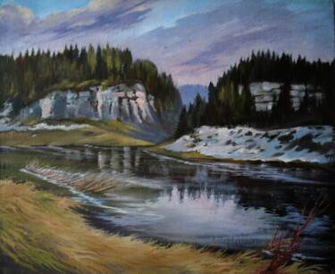 Pittura intitolato "Chusovaya river. Wo…" da Serge Syrok, Opera d'arte originale, Olio