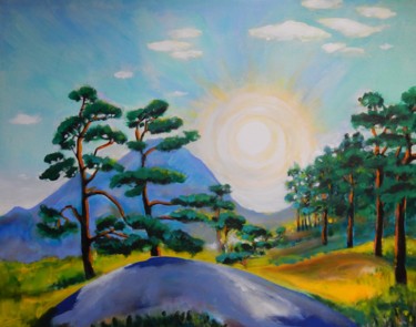 Painting titled "Soleil Levant d'apr…" by Serge Thiery, Original Artwork, Acrylic