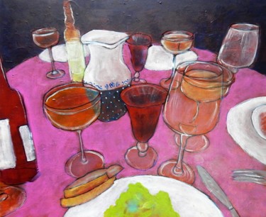 Painting titled "Coin de Table" by Serge Thiery, Original Artwork, Acrylic