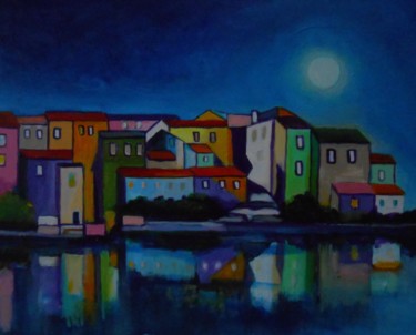 Painting titled ""Mon Bled" au Clair…" by Serge Thiery, Original Artwork, Acrylic