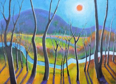 Peinture intitulée "Journée d'Automne" par Serge Thiery, Œuvre d'art originale, Acrylique