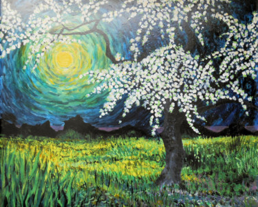 Painting titled "Clair de Lune" by Serge Thiery, Original Artwork, Acrylic