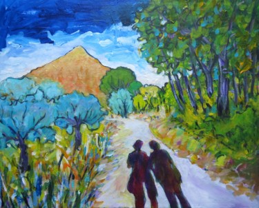 Painting titled "Au Bout du Chemin" by Serge Thiery, Original Artwork, Acrylic