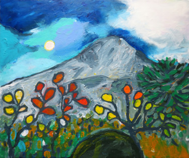 Painting titled "La Montagne Sainte-…" by Serge Thiery, Original Artwork, Acrylic