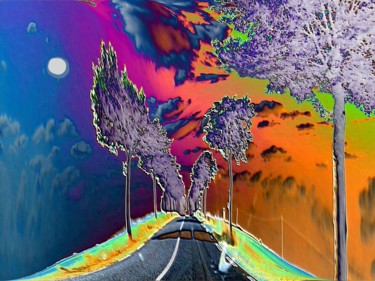 Digital Arts titled "Inked Moon" by Serge Thiery, Original Artwork, Digital Painting