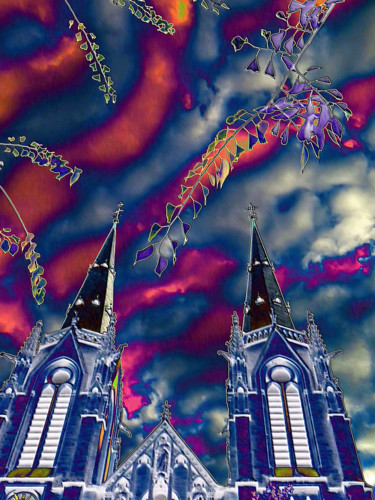 Digitale Kunst getiteld "The Boreal Church" door Serge Thiery, Origineel Kunstwerk, Digitaal Schilderwerk