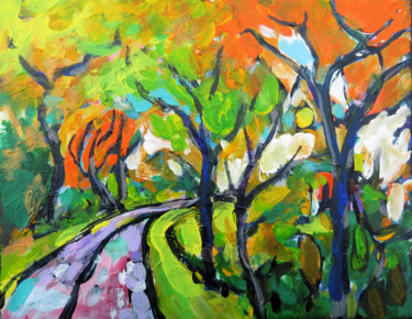 Painting titled "Sous-Bois" by Serge Thiery, Original Artwork, Acrylic