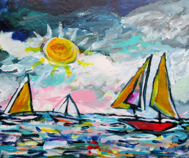 Painting titled "Sailing" by Serge Thiery, Original Artwork, Acrylic