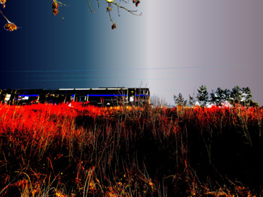 Digital Arts titled "Le Train Du Soir" by Serge Thiery, Original Artwork, Digital Photography