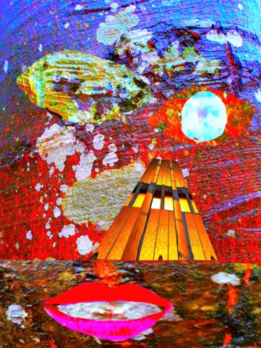 Digital Arts titled "Dans la Lune" by Serge Thiery, Original Artwork, Digital Painting