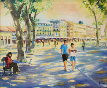 Painting titled "Place de la comédie…" by Serge Tissot, Original Artwork, Oil