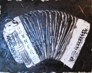 Peinture intitulée "accordeon-blanc" par Serge Tujague, Œuvre d'art originale, Huile