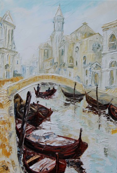 Peinture intitulée "Venise-canal-Vena" par Serge Tujague, Œuvre d'art originale, Huile