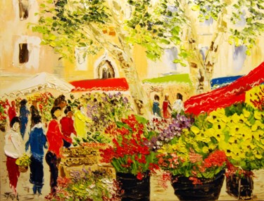 Painting titled "Marche-St-Tropez, p…" by Serge Tujague, Original Artwork, Oil