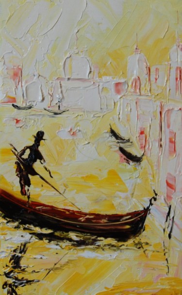 Painting titled "Gondolier" by Serge Tujague, Original Artwork, Oil