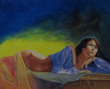 Painting titled "LA MERIDIENNE" by Serge Vanderhaegen, Original Artwork, Oil