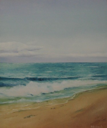 Painting titled "la MER.." by Serge Vanderhaegen, Original Artwork, Oil