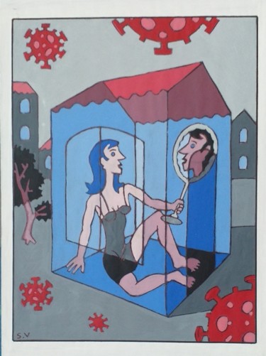 Картина под названием "confinement" - Serge Voulouzan, Подлинное произведение искусства, Акрил