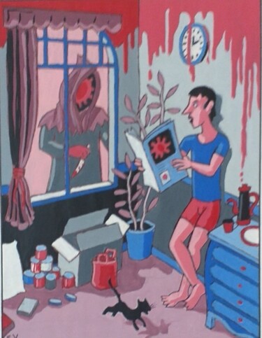 Schilderij getiteld "confinement1" door Serge Voulouzan, Origineel Kunstwerk, Acryl