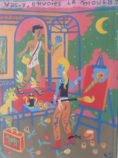 Malerei mit dem Titel "Vas y, envoies la m…" von Serge Voulouzan, Original-Kunstwerk, Acryl