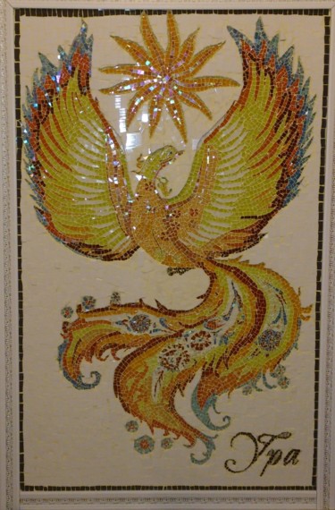 Sculpture titled "Панно "Жар птица"" by Serge Vv, Original Artwork, Mosaic