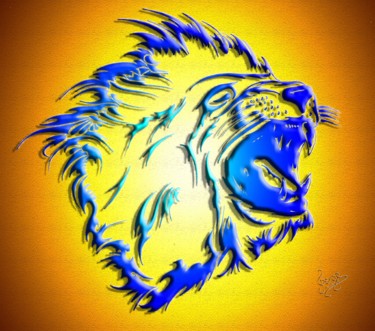 Arts numériques intitulée "lion-bleul.jpg" par Serge Assaf, Œuvre d'art originale