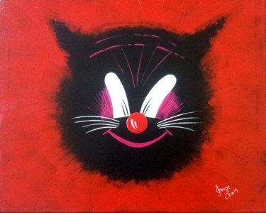 Painting titled "Chat-lclown" by Serge Assaf, Original Artwork, Acrylic