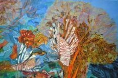 Peinture intitulée "Corail et poisson l…" par Serge Brizai, Œuvre d'art originale, Huile