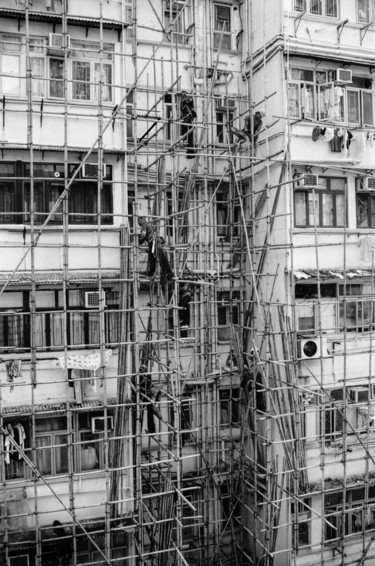 Photography titled "Building a Bamboo S…" by Serge Horta, Original Artwork, Analog photography