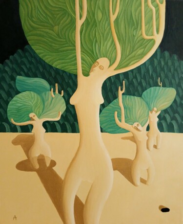 Ζωγραφική με τίτλο "La forêt avant l'or…" από Sergei Arkoucha, Αυθεντικά έργα τέχνης, Λάδι