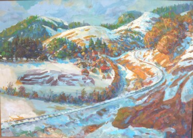 Painting titled "Железная дорога" by Sergei Bogachik, Original Artwork, Oil