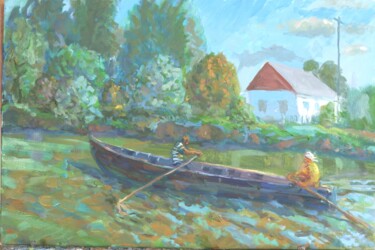 Painting titled "Домой Вилково" by Sergei Bogachik, Original Artwork, Oil