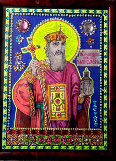 Рисунок под названием "Святой Владимир" - Сергей Бурдык, Подлинное произведение искусства, Карандаш