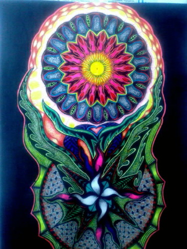 Рисунок под названием "Цветок жизни" - Сергей Бурдык, Подлинное произведение искусства, Гелевая ручка