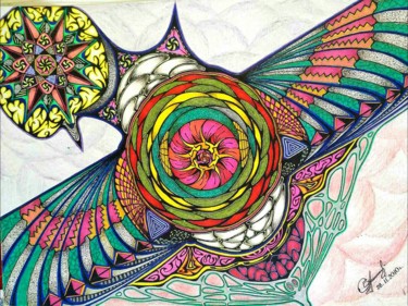 Рисунок под названием "Птица" - Сергей Бурдык, Подлинное произведение искусства, Гелевая ручка
