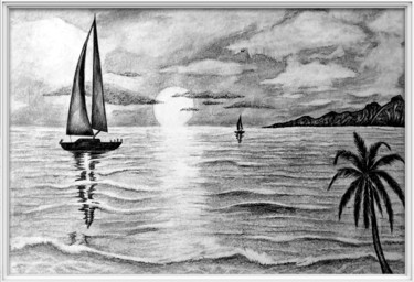 Рисунок под названием "Море" - Сергей Бурдык, Подлинное произведение искусства, Карандаш