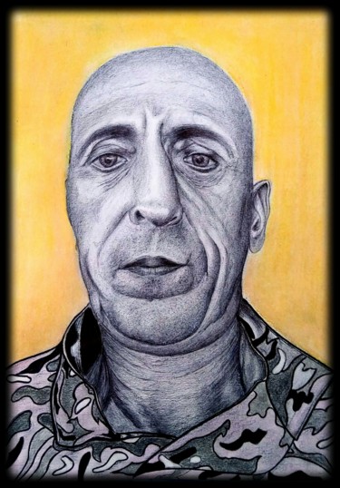 Drawing titled "Portret" by Sergei Burdyk, Original Artwork, Gel pen
