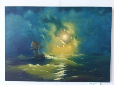 Painting titled "The boat at the sto…" by Sergei Jermolajev, Original Artwork, Oil