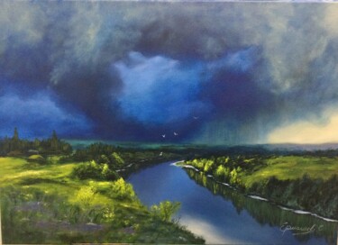 Peinture intitulée "Thunder coming" par Sergei Jermolajev, Œuvre d'art originale, Huile