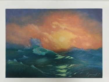 Картина под названием "Storm in the sea" - Sergei Jermolajev, Подлинное произведение искусства, Масло