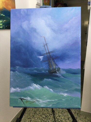 Painting titled "The storm" by Sergei Jermolajev, Original Artwork, Oil