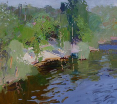 Painting titled ""view from the brid…" by Sergei Kondratiuk, Original Artwork, Oil