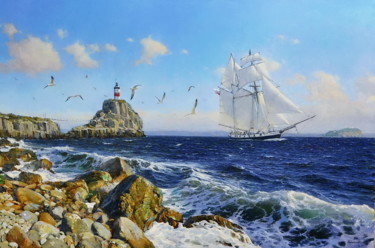 Painting titled "Босфор Восточный" by Sergei Konovalov, Original Artwork, Oil