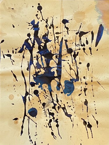 Painting titled "Blue-art blue-abstr…" by Sergei Kozachenko, Original Artwork, Ink