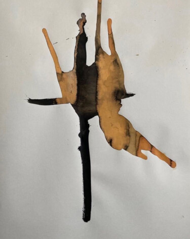 Peinture intitulée "Bird on the branch" par Sergei Kozachenko, Œuvre d'art originale, Encre