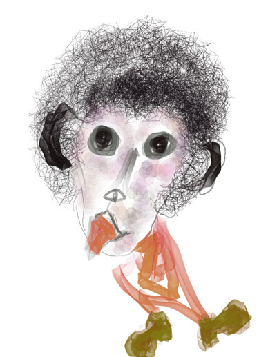 Arte digital titulada "Monkey poet" por Sergei Kozachenko, Obra de arte original, Pintura Digital