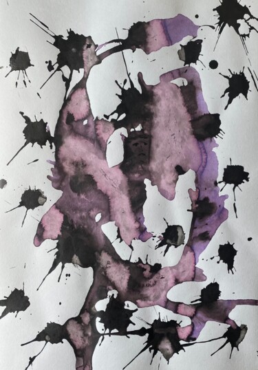 Картина под названием "two purple girls" - Sergei Kozachenko, Подлинное произведение искусства, Чернила